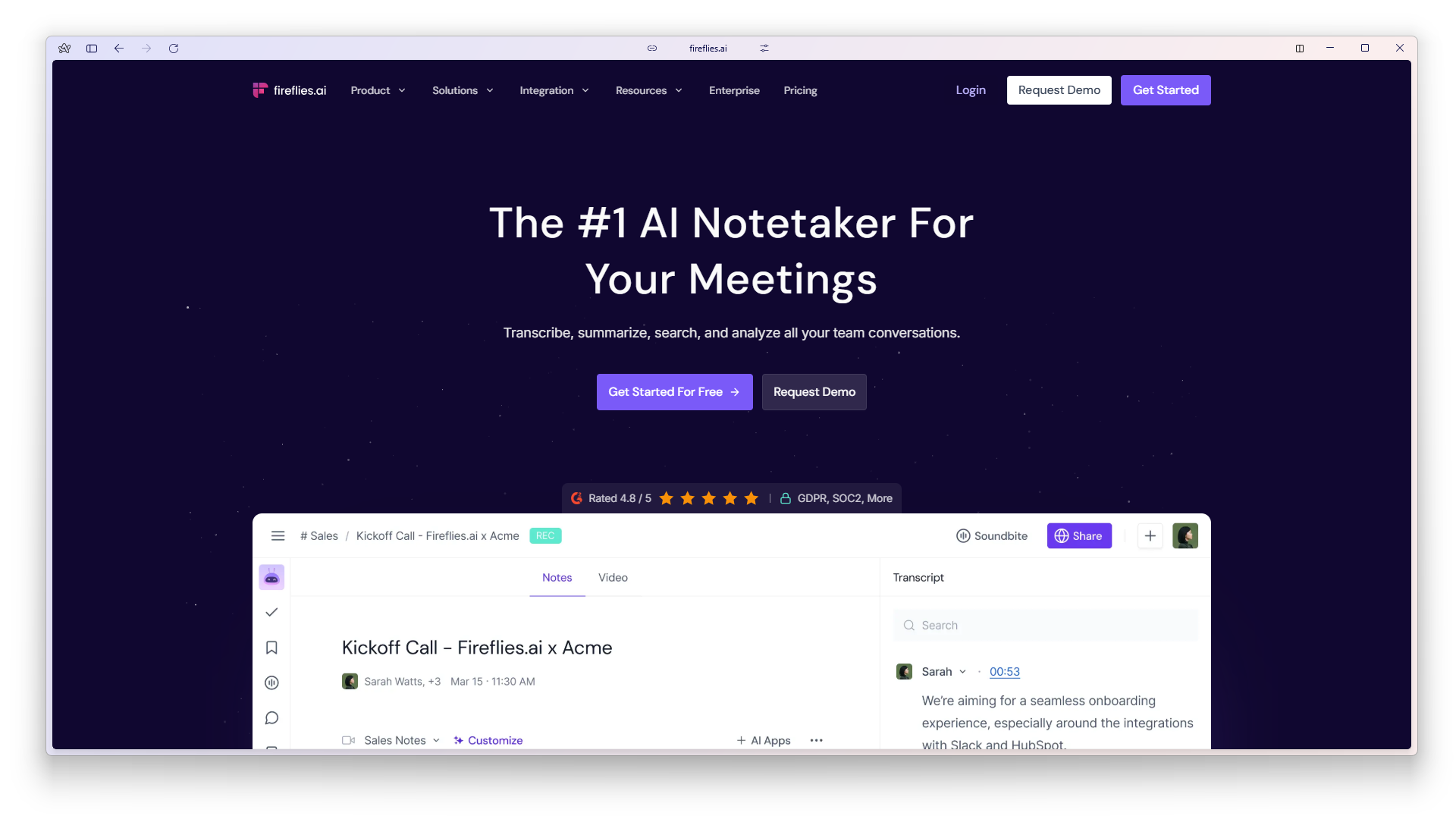 Fireflies AI - AI meeting assistant that records and transcribes meetings